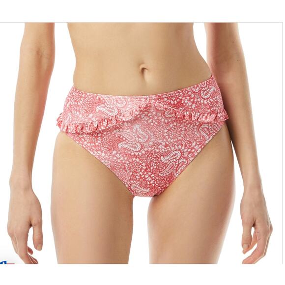 Michael Kors Paisley Ruffled High Waist Bikini Bottom XS - Picture 1 of 8